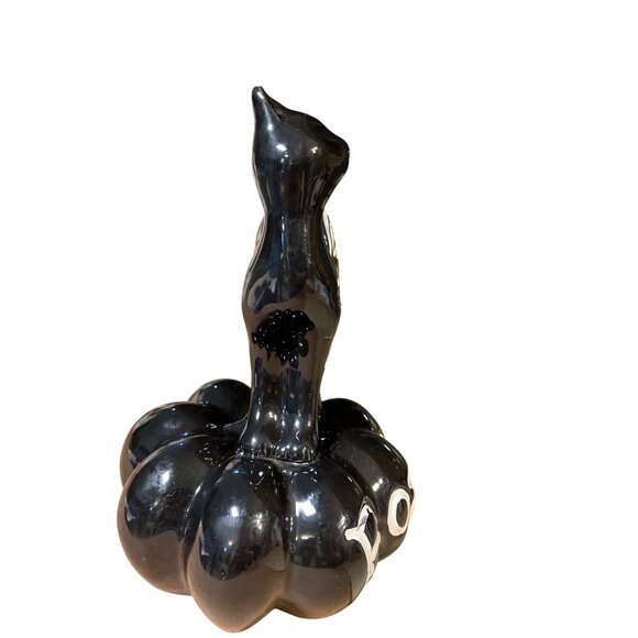 Ceramic Black Cat On Pumpkin Halloween Decor Figurine With White Ghost & "Boo" D - Picture 5 of 15